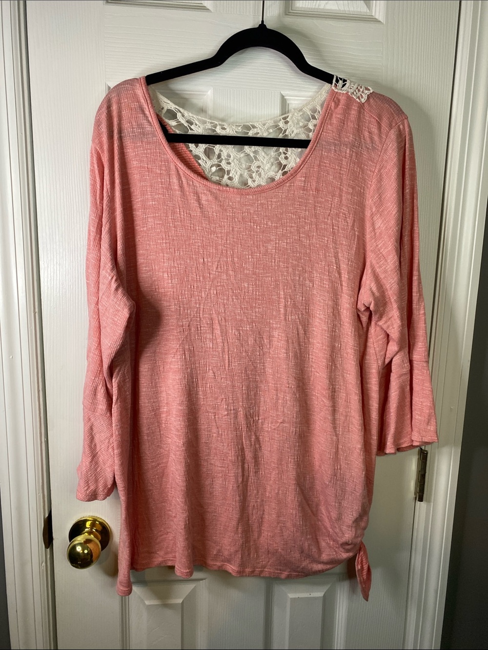 Alyx Soft Rose Lace-Back Long Sleeve Top Size 2X.